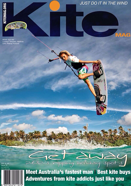 Action Photo of Susi Mai on the Cover Page of Kite Mag