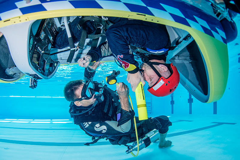 Underwater Photoshooting with Red Bull Air Race Challenger Pilots - Gdynia / Poland